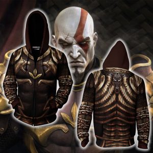 God Of War 2 Kratos Armor Cosplay Zip Up Hoodie Jacket