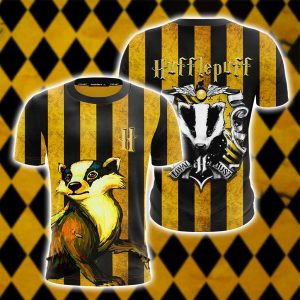 Striped Hufflepuff Harry Potter Unisex 3D T-shirt