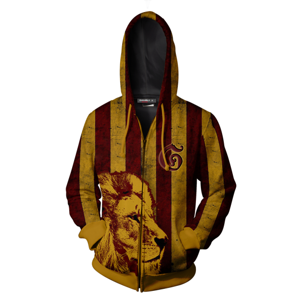 Striped Gryffindor Harry Potter Zip Up Hoodie