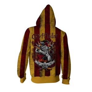 Striped Gryffindor Harry Potter Zip Up Hoodie