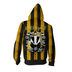 Striped Hufflepuff Harry Potter Zip Up Hoodie