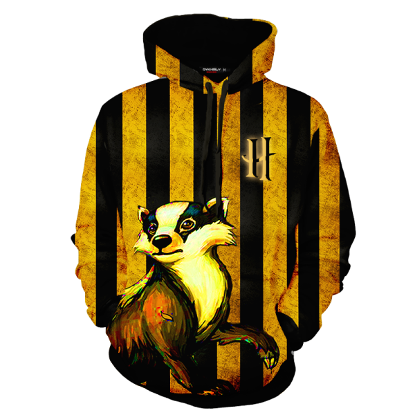 Striped Hufflepuff Harry Potter 3D Hoodie