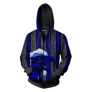 Striped Ravenclaw Harry Potter Zip Up Hoodie