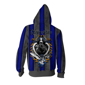 Striped Ravenclaw Harry Potter Zip Up Hoodie