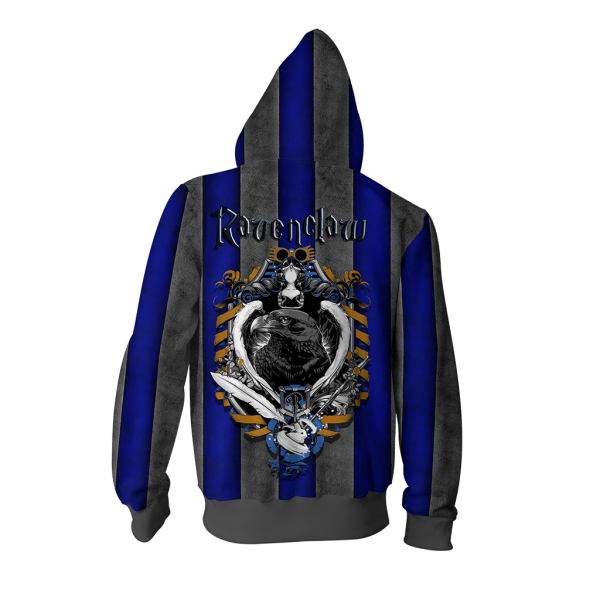 Striped Ravenclaw Harry Potter Zip Up Hoodie