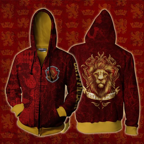 The Brave Gryffindor Harry Potter New Zip Up Hoodie