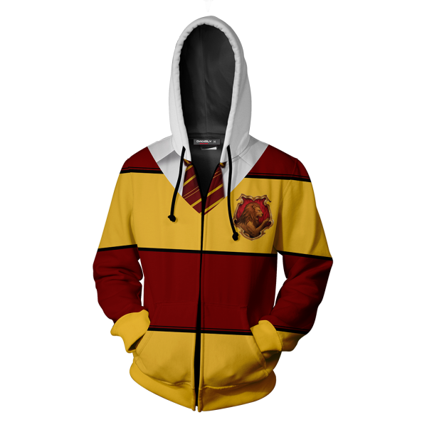 Striped Gryffindor Harry Potter New Zip Up Hoodie