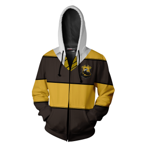 Striped Hufflepuff Harry Potter New Zip Up Hoodie