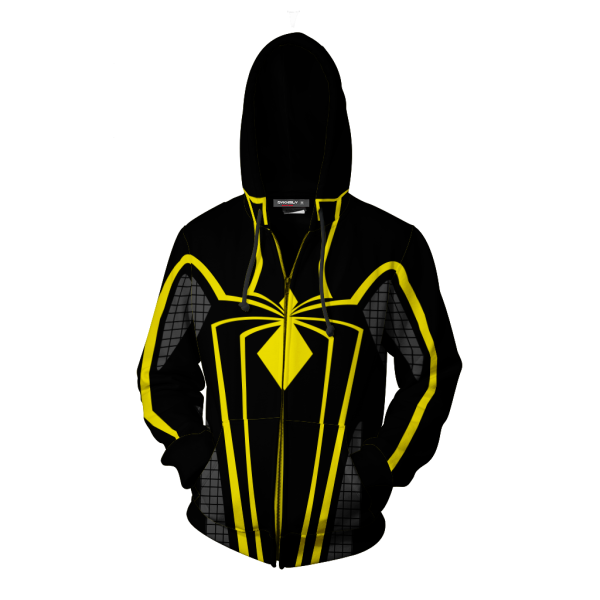 Golden Spiderman Suit Zip Up Hoodie Jacket