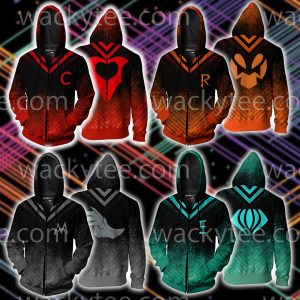 RWBY Mercury Black Symbol Zip Up Hoodie