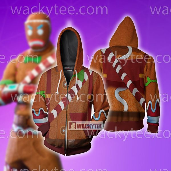 Fortnite Gingerbread Skin Cosplay Zip Up Hoodie Jacket