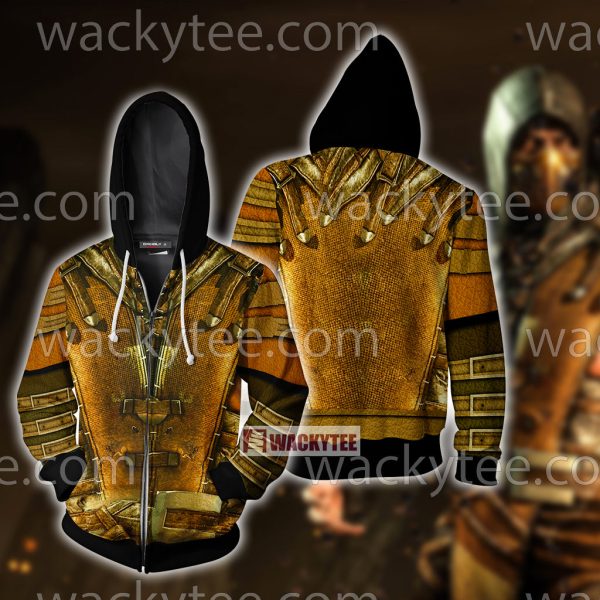 Mortal Kombat Scorpion Cosplay Zip Up Hoodie Jacket