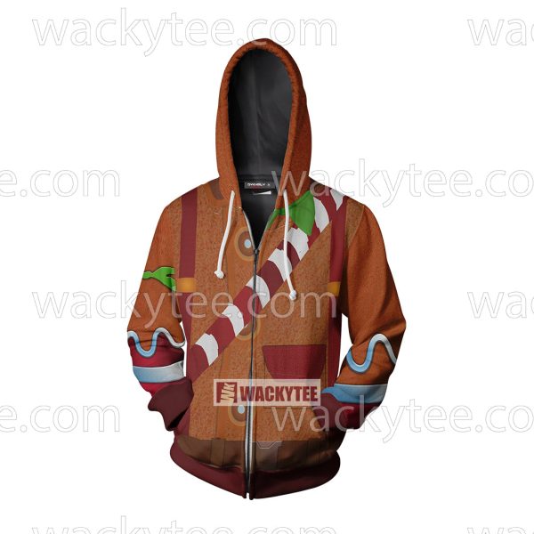 Fortnite Gingerbread Skin Cosplay Zip Up Hoodie Jacket