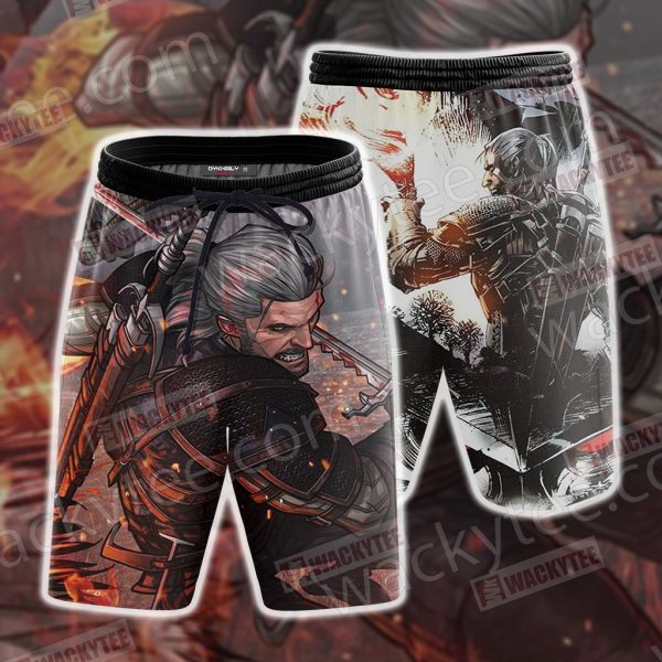 The Witcher 3 Wild Hunt Geralt 3D Beach Shorts