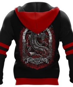 Back Viking Hoodie Red JORMUNGANDR Son of Loki and Angrboda