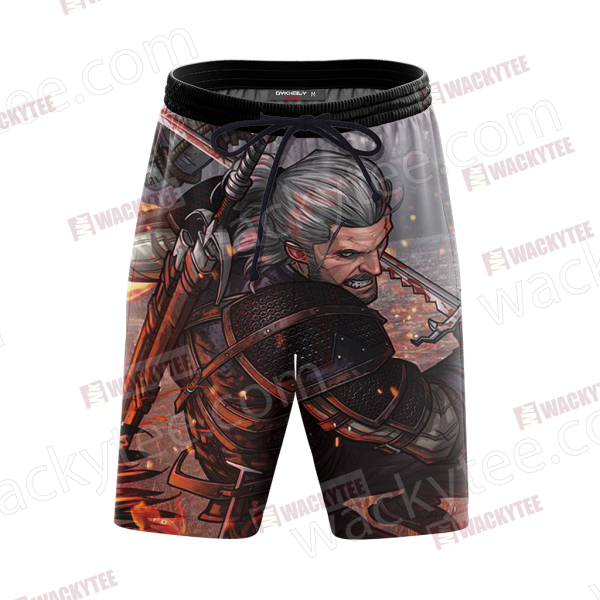 The Witcher 3 Wild Hunt Geralt 3D Beach Shorts