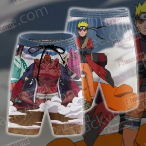 Naruto Naruto And Gamabunta 3D Beach Shorts