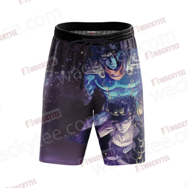 Jojo’s Bizarre Adventure Jotaro Kujo And Star Platinum 3D Beach Shorts