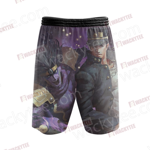 Jojo’s Bizarre Adventure Jotaro Kujo And Star Platinum 3D Beach Shorts