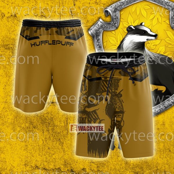 Hufflepuff My Honor Is My Loyalty Harry Potter Beach Shorts