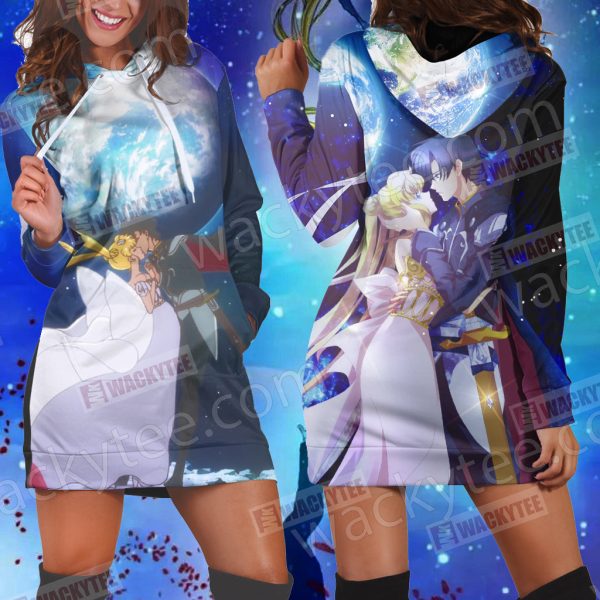 Sailor Moon And Tuxedo 3D Hoodie Dress