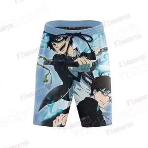 Blue Exorcist Okumura Rin and Okumura Yukio 3D Beach Shorts