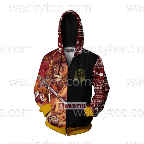 Gryffindor House Courage And Bravery Harry Potter Zip Up Hoodie