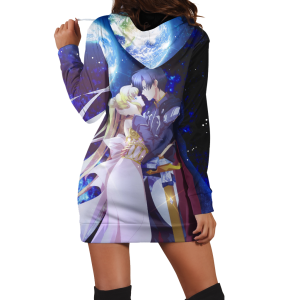 Sailor Moon And Tuxedo 3D Hoodie Dress