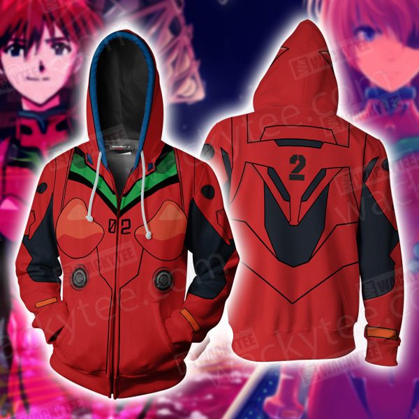 Shin Seiki Evangelion Soryu Asuka Langley Cosplay Zip Up Hoodie Jacket