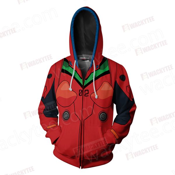 Shin Seiki Evangelion Soryu Asuka Langley Cosplay Zip Up Hoodie Jacket