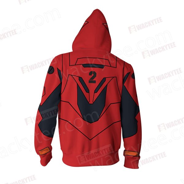 Shin Seiki Evangelion Soryu Asuka Langley Cosplay Zip Up Hoodie Jacket