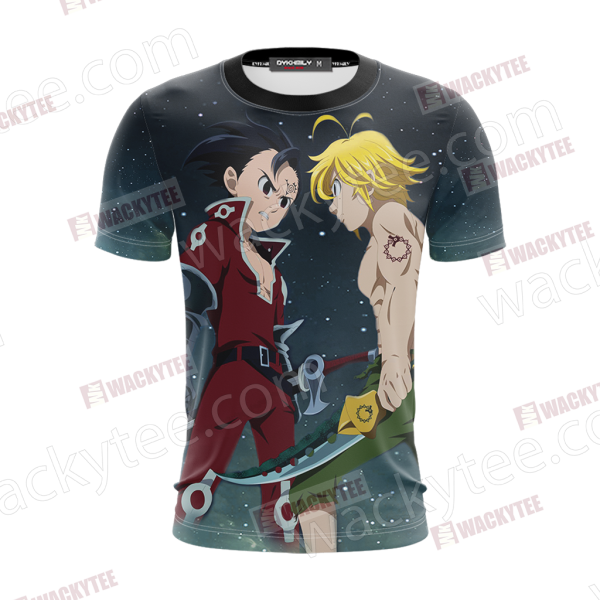 The Seven Deadly Sins Meliodas x Zeldris Estilo 3D T-shirt