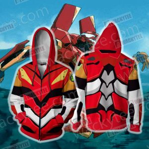 Shin Seiki Evangelion EVA 02 Cosplay Zip Up Hoodie Jacket