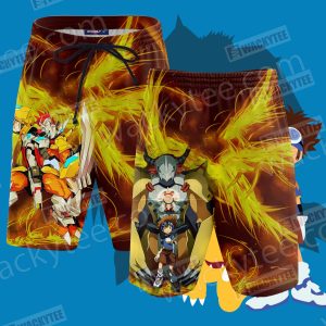 Digimon Greymon And Yagami Taichi 3D Beach Shorts