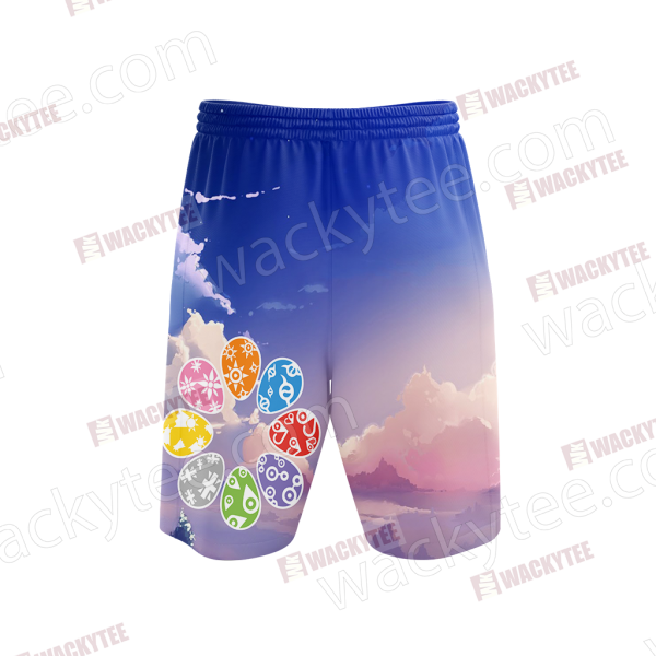 Digimon Eggs 3D Beach Shorts