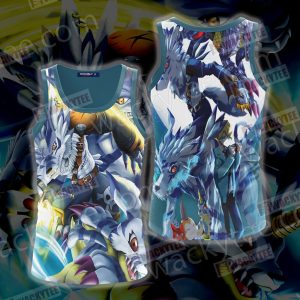 Digimon Garurumon And Yamato 3D Tank Top