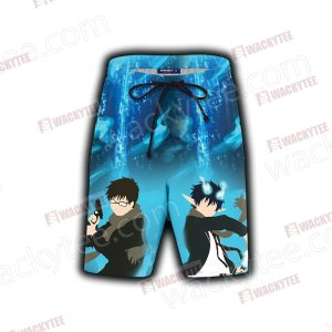 Ao No Exorcist Okumura Rin and Okumura Yukio 3D Beach Shorts