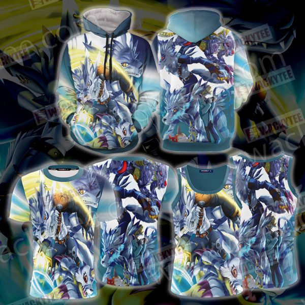 Digimon Garurumon And Yamato 3D Hoodie