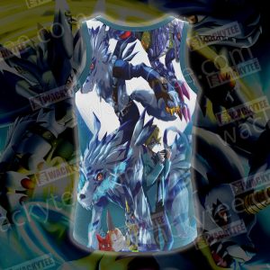 Digimon Garurumon And Yamato 3D Tank Top