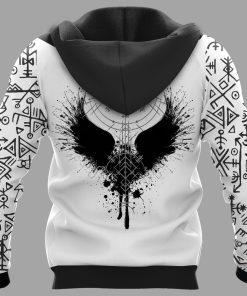 Back Viking Hoodie Odin Raven And Vegvisir