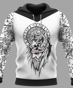 Viking Hoodie Odin Raven And Vegvisir