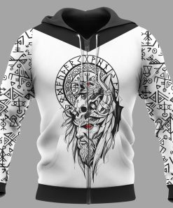 Viking Zip Hoodie Odin Raven And Vegvisir