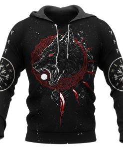 Viking Hoodie Sons Of Fenrir Hati and Skoll Wolf