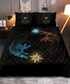 Viking Quilt Bedding Set The Norse Wolves Chasing the Moon and Sun a