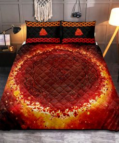 Viking Quilt Bedding Set Flaming The Triple Horn of Odin's Glory a