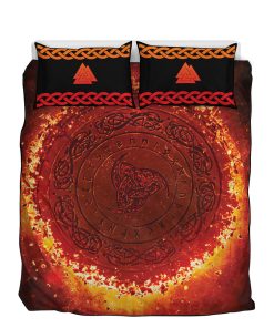 Viking-Quilt-Set-Flaming-The-Triple-Horn-of-Odin-Glory