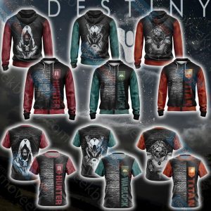 Destiny 2 - Hunter Warlock Titan Zip Up Hoodie T-Shirt Pullover Hoodie   