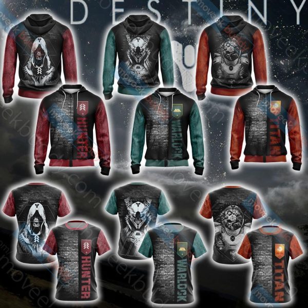 Destiny 2 - Hunter Warlock Titan Zip Up Hoodie T-Shirt Pullover Hoodie