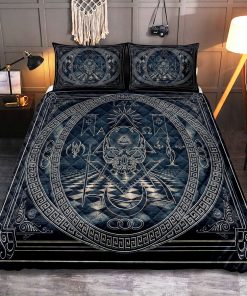 Freemason Quilt Bedding Set Eye in triangle Skull a