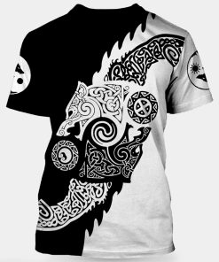 Viking-T-shirt-Hati-And-Skoll-Line-Art